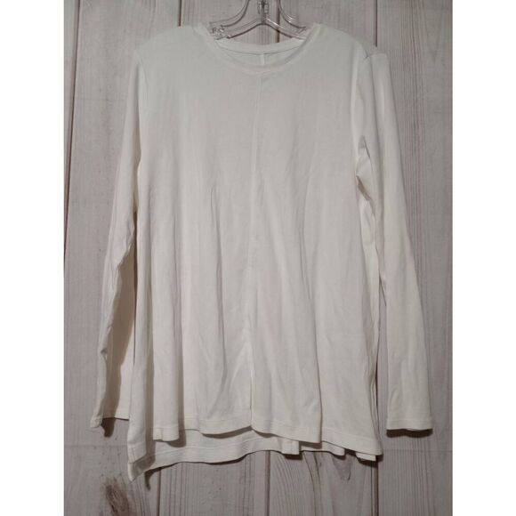 J Jill Shirt Ladies Large White Long Sleeve Hi Low‎ Tee - Picture 1 of 5